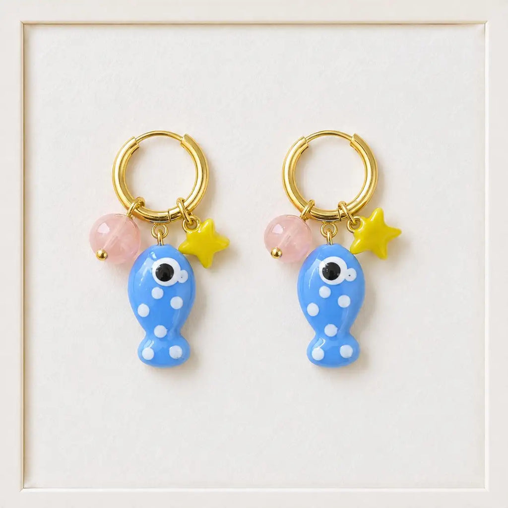 Blue Fish Earrings of Too Dramatic