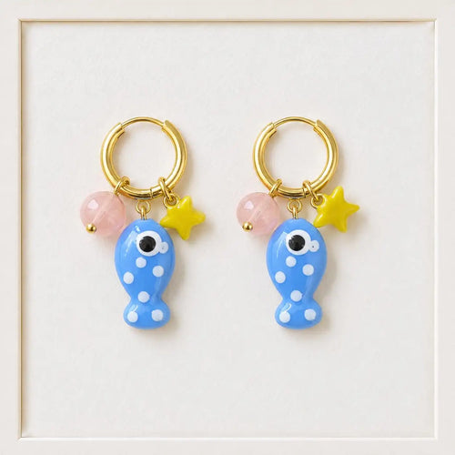 Blue Fish Earrings of Too Dramatic