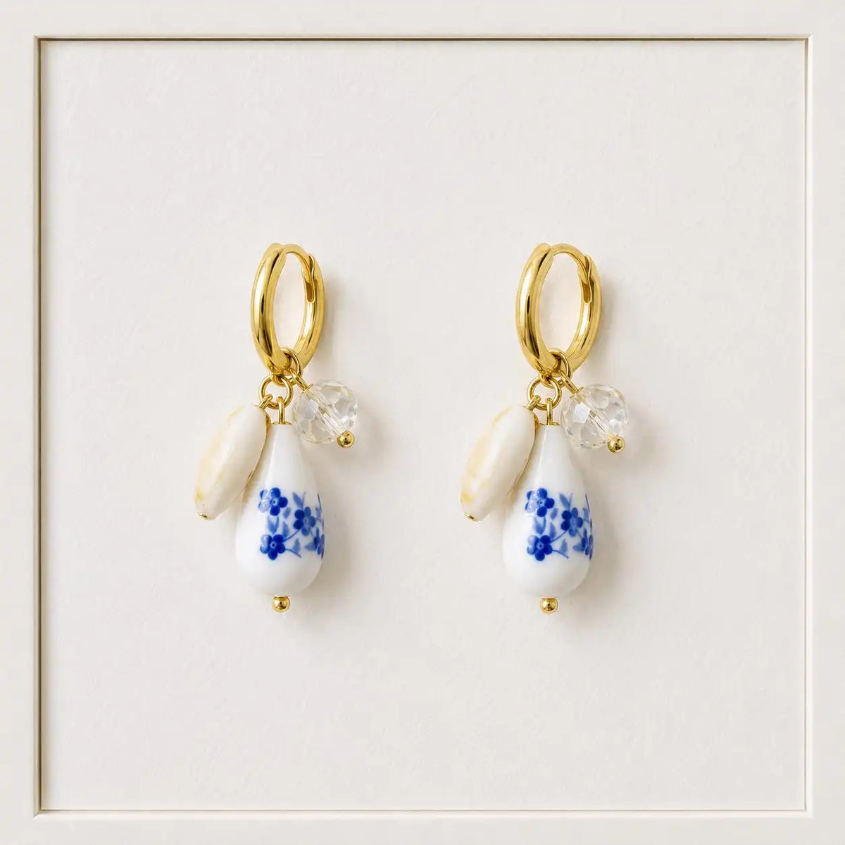 Blue Floral Drop Earrings of Too Dramatic
