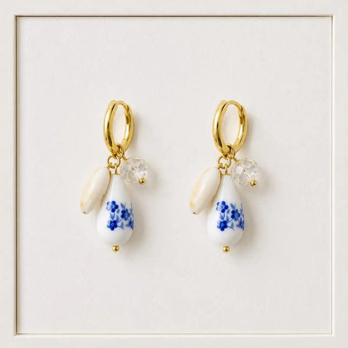 Blue Floral Drop Earrings of Too Dramatic