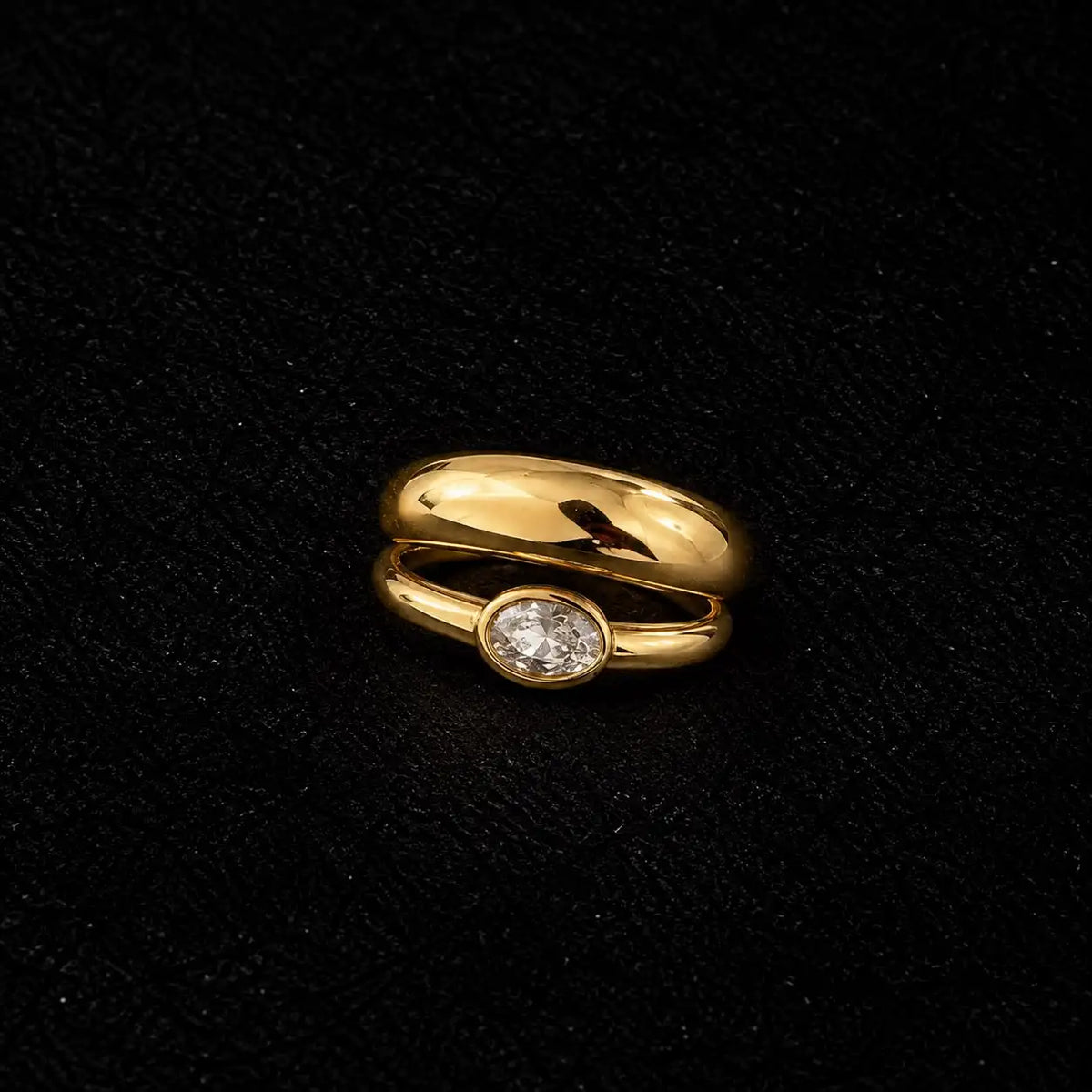 Double Shine Stack Ring of Too Dramatic Gold Plated Jewellery