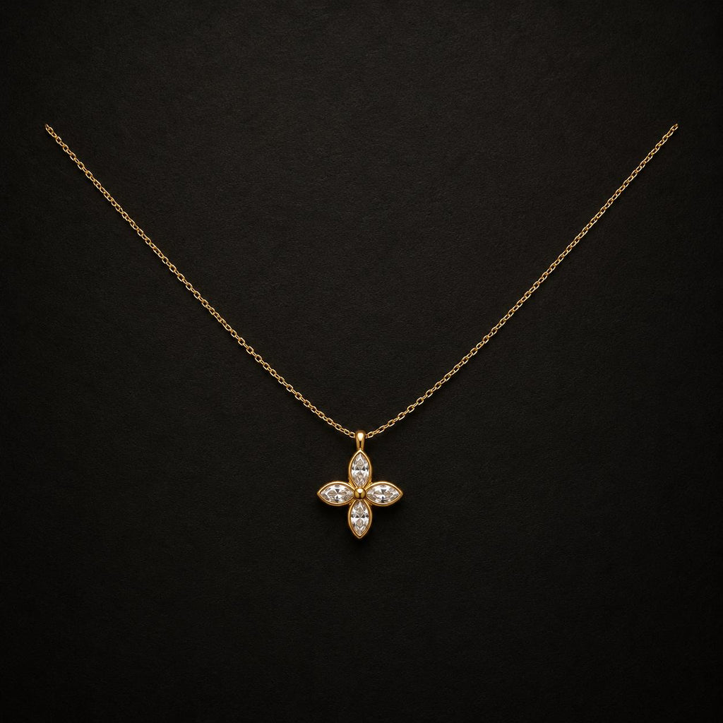 Four Petal Crystal Necklace