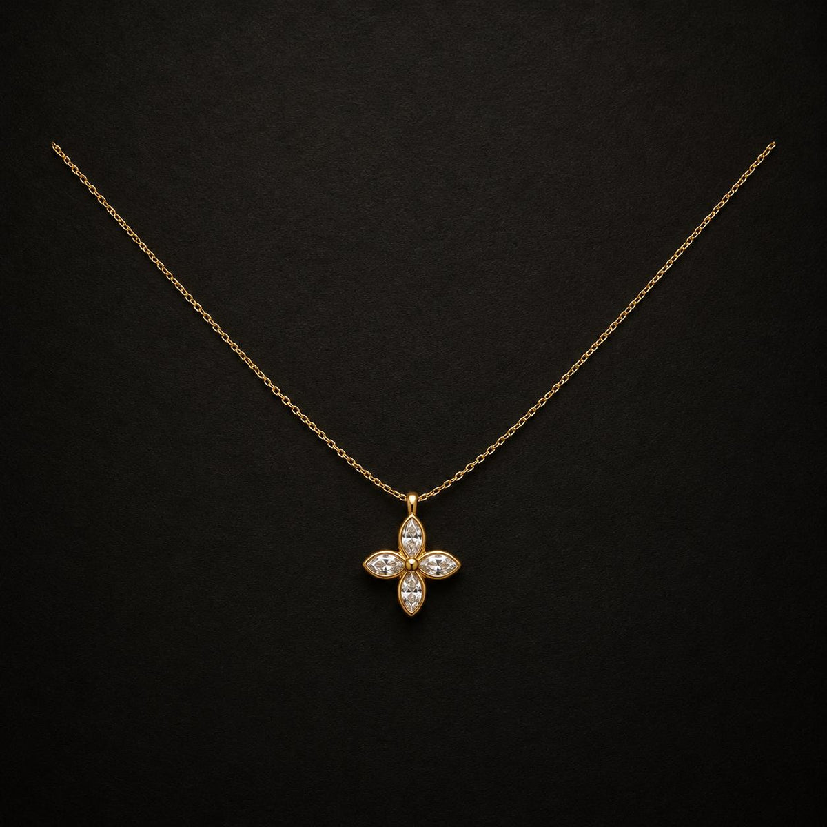 Four Petal Crystal Necklace