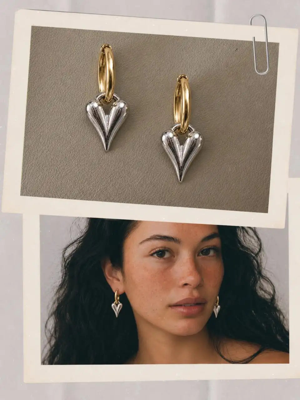 Heart Drop Earrings front view of too dramatic earrings