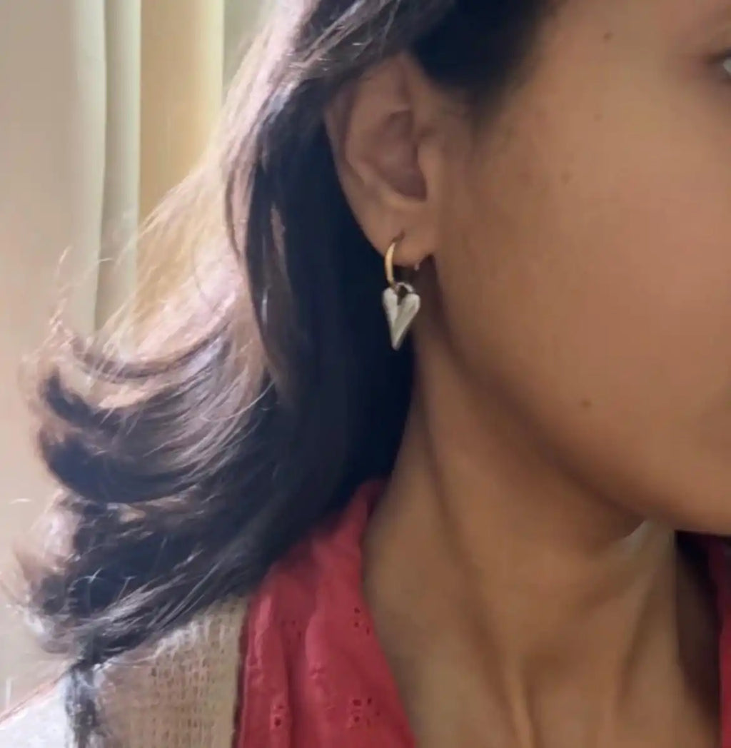 Heart Drop Earrings side views of Too Dramatic