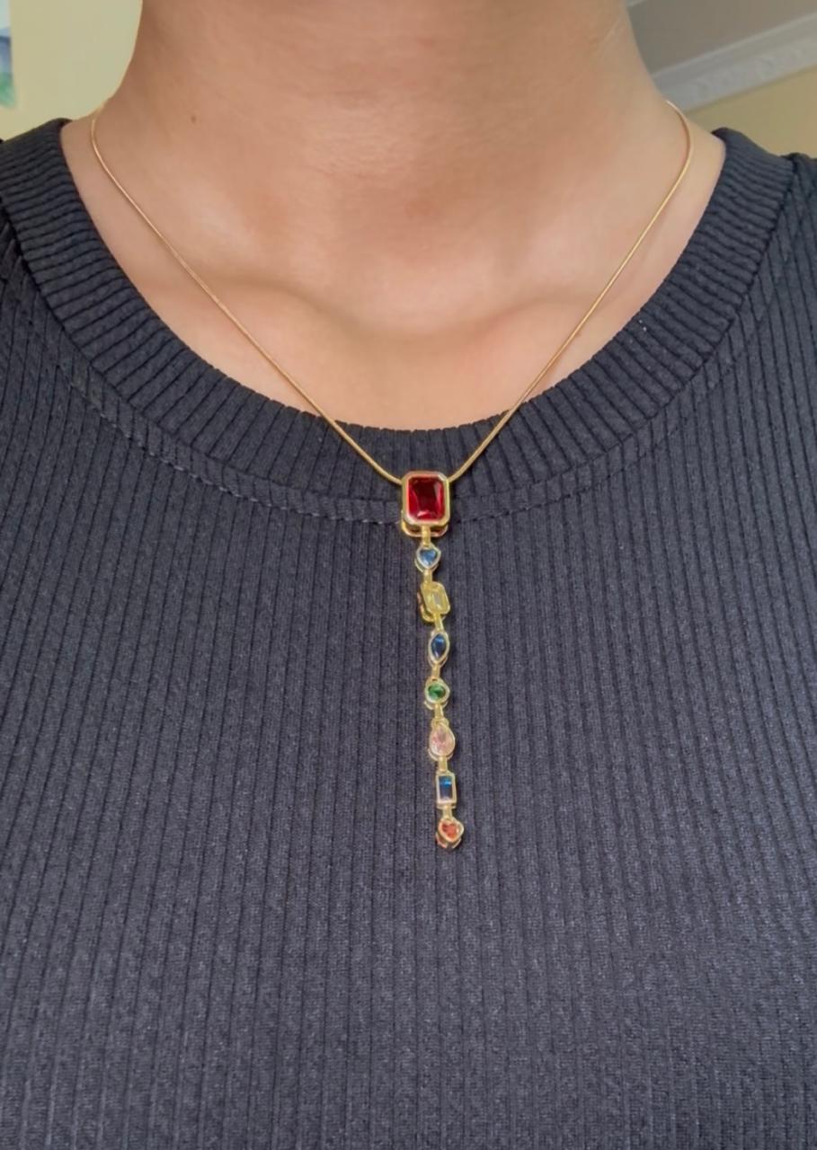 Rainbow Gemstone Drop Necklace